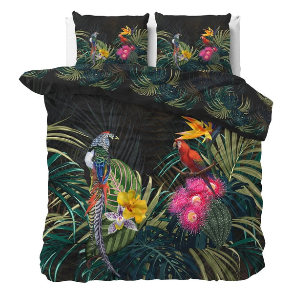 100% Cotton Sateen Duvet Cover Set Dark Forest | Black | Single - 140cm (W) x 220cm (L) - The Bedding & Blankets Store