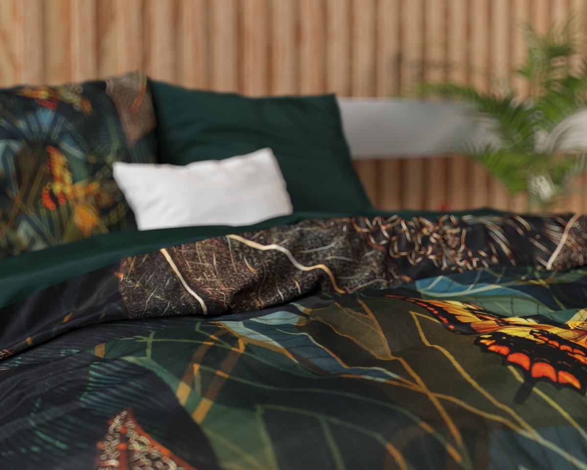 100% Cotton Sateen Duvet Cover Set Dark Rises | Black | Single - 140cm (W) x 220cm (L) - The Bedding & Blankets Store