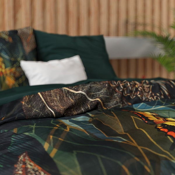 100% Cotton Sateen Duvet Cover Set Dark Rises | Black | Single - 140cm (W) x 220cm (L) - The Bedding & Blankets Store