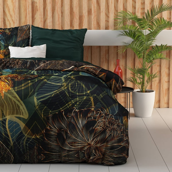 100% Cotton Sateen Duvet Cover Set Dark Rises | Black | Single - 140cm (W) x 220cm (L) - The Bedding & Blankets Store