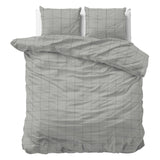 100% Cotton Sateen Duvet Cover Set Deep Check | Grey | Single - 140cm (W) x 220cm (L) - The Bedding & Blankets Store
