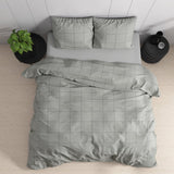 100% Cotton Sateen Duvet Cover Set Deep Check | Grey | Single - 140cm (W) x 220cm (L) - The Bedding & Blankets Store