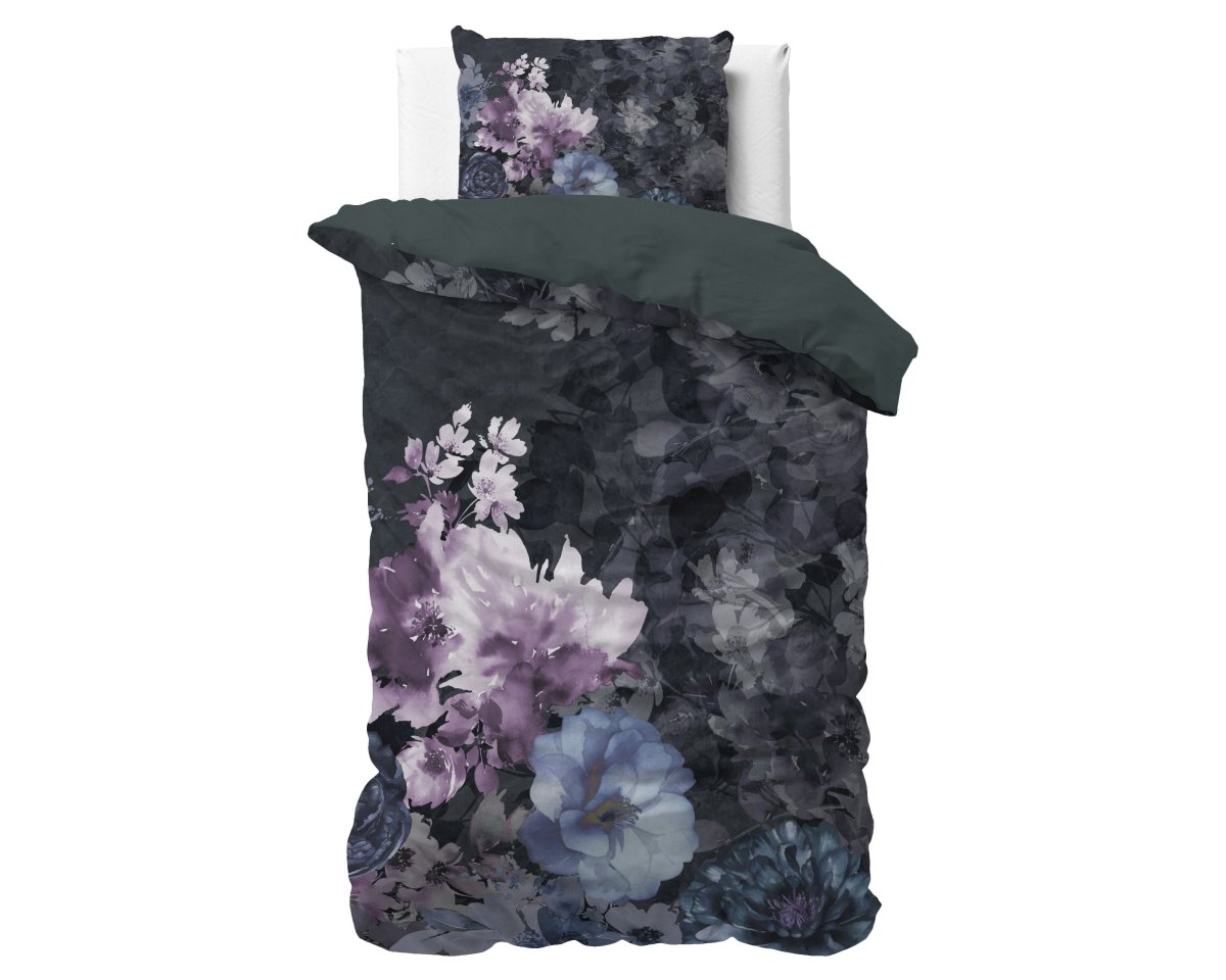 100% Cotton Sateen Duvet Cover Set Delora | Black | Single - 140cm (W) x 220cm (L) - The Bedding & Blankets Store