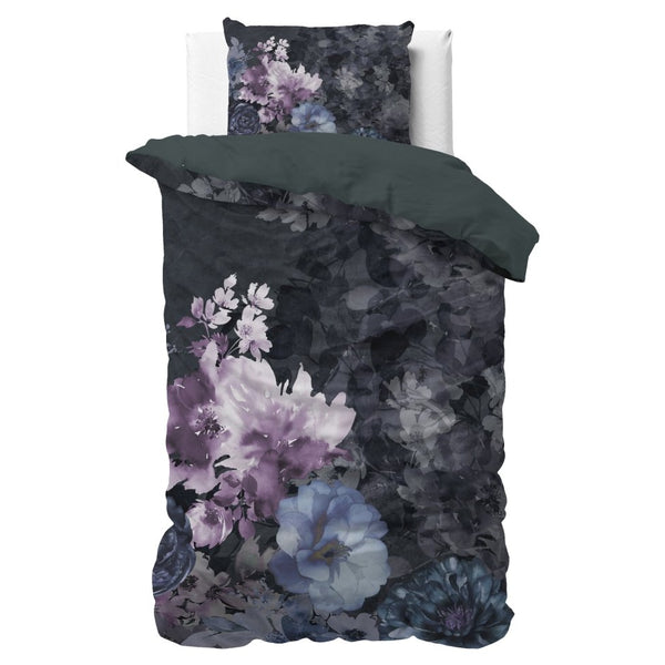 100% Cotton Sateen Duvet Cover Set Delora | Black | Single - 140cm (W) x 220cm (L) - The Bedding & Blankets Store