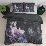 100% Cotton Sateen Duvet Cover Set Delora | Black | Single - 140cm (W) x 220cm (L) - The Bedding & Blankets Store