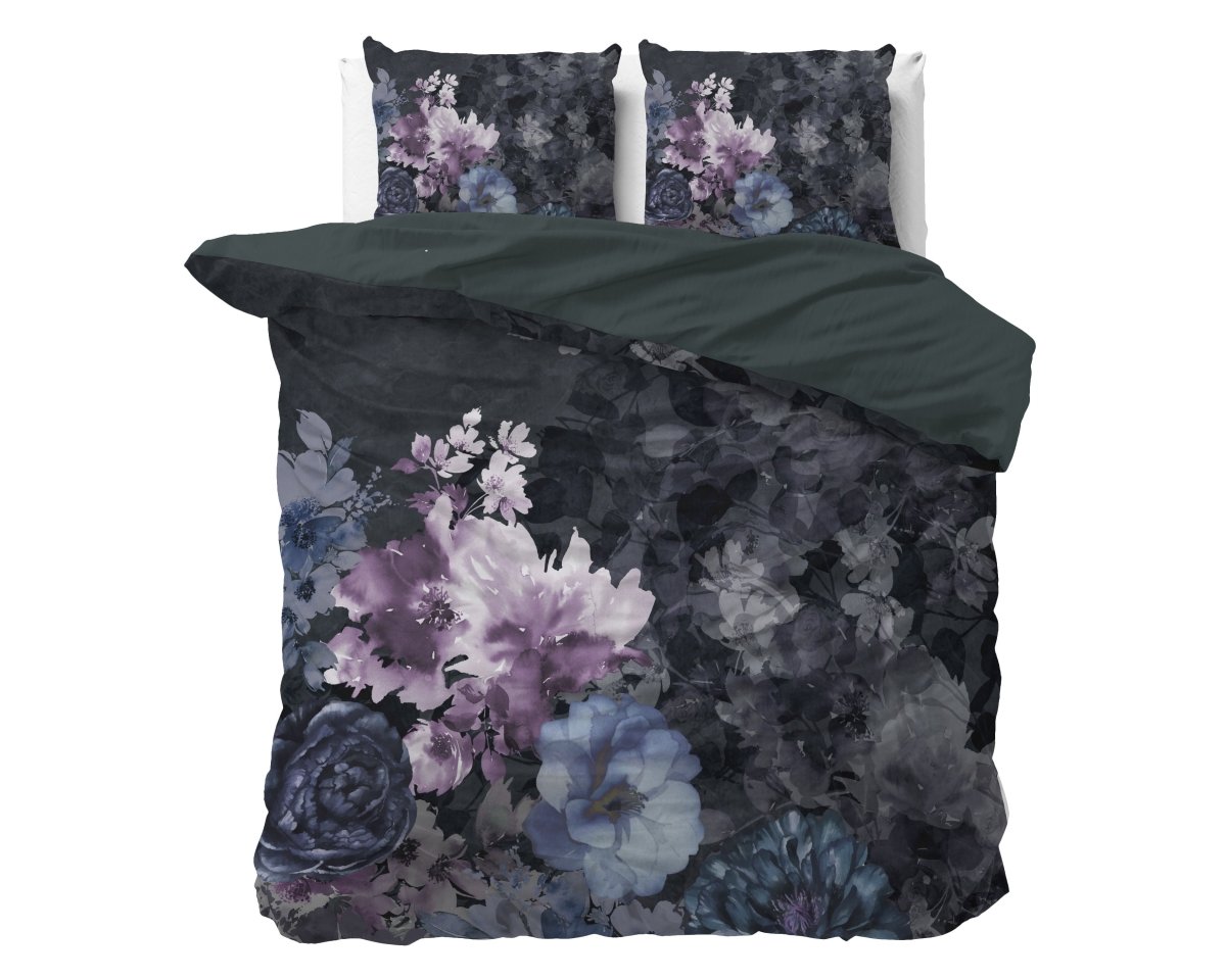 100% Cotton Sateen Duvet Cover Set Delora | Black | Single - 140cm (W) x 220cm (L) - The Bedding & Blankets Store