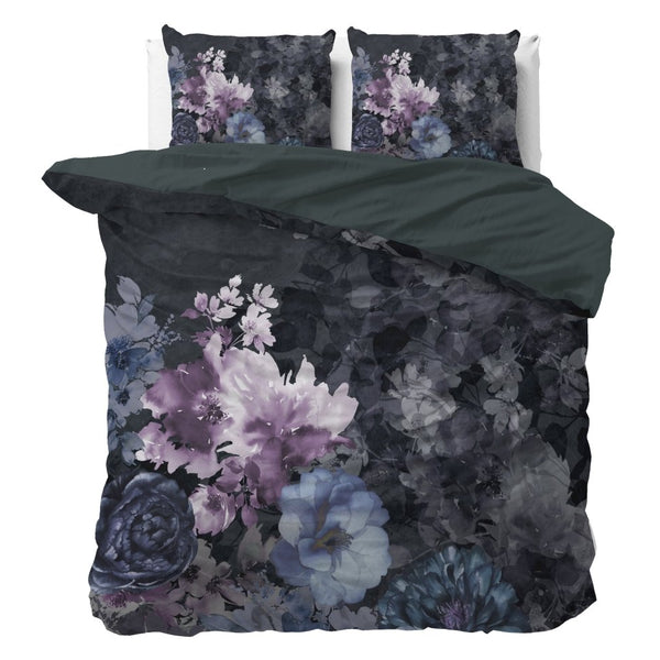 100% Cotton Sateen Duvet Cover Set Delora | Black | Single - 140cm (W) x 220cm (L) - The Bedding & Blankets Store