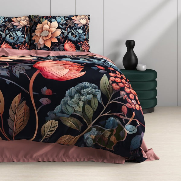 100% Cotton Sateen Duvet Cover Set Denia | Multicolour | Single - 140cm (W) x 220cm (L) - The Bedding & Blankets Store