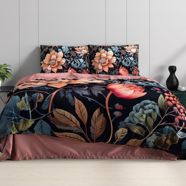 100% Cotton Sateen Duvet Cover Set Denia | Multicolour | Single - 140cm (W) x 220cm (L) - The Bedding & Blankets Store