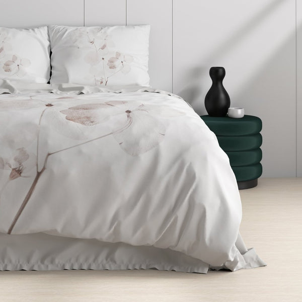 100% Cotton Sateen Duvet Cover Set Dira | White | Single - 140cm (W) x 220cm (L) - The Bedding & Blankets Store