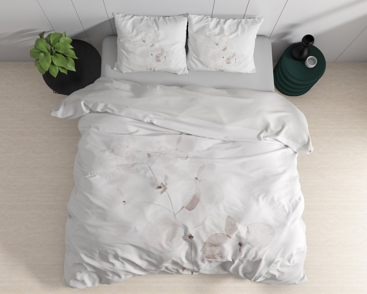 100% Cotton Sateen Duvet Cover Set Dira | White | Single - 140cm (W) x 220cm (L) - The Bedding & Blankets Store