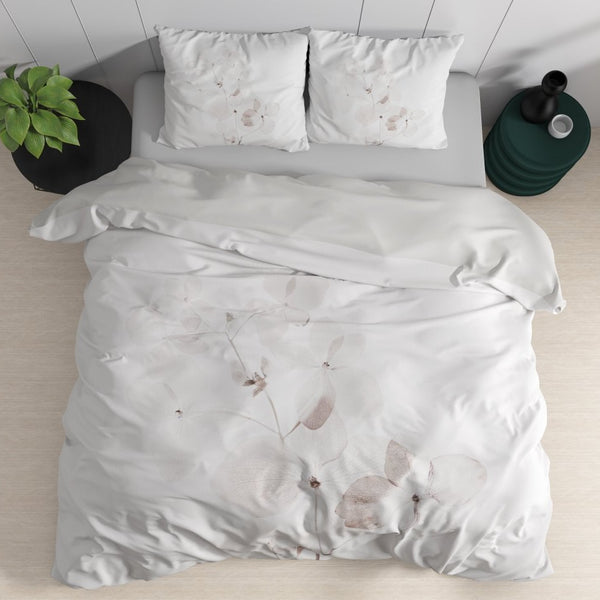 100% Cotton Sateen Duvet Cover Set Dira | White | Single - 140cm (W) x 220cm (L) - The Bedding & Blankets Store