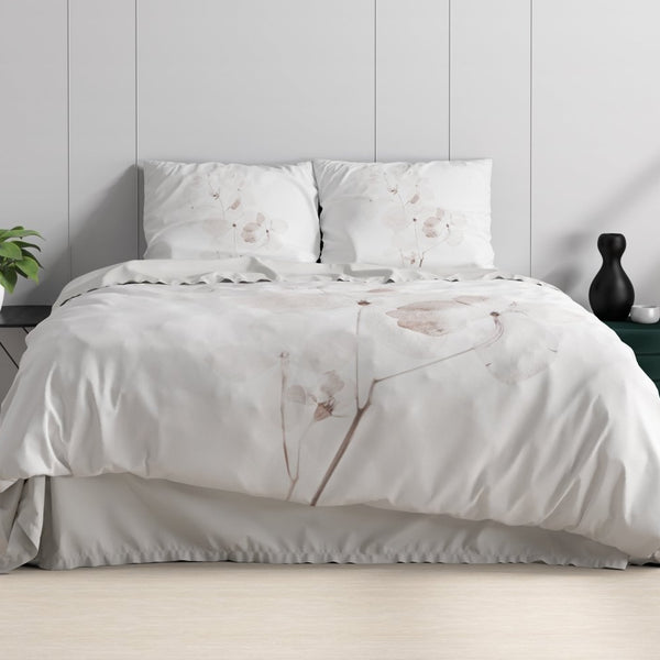 100% Cotton Sateen Duvet Cover Set Dira | White | Single - 140cm (W) x 220cm (L) - The Bedding & Blankets Store