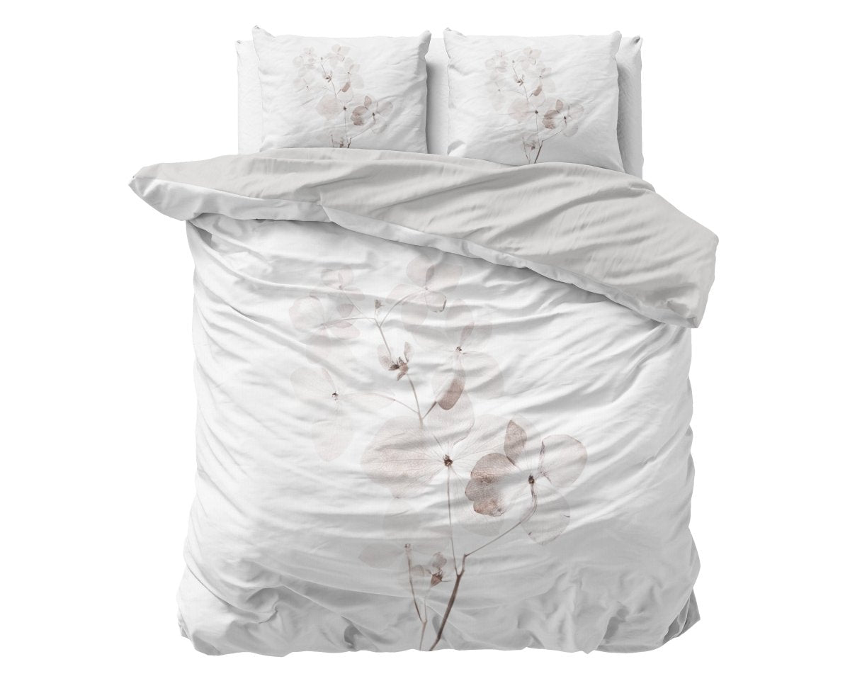100% Cotton Sateen Duvet Cover Set Dira | White | Single - 140cm (W) x 220cm (L) - The Bedding & Blankets Store