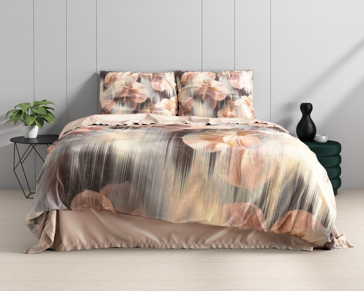 100% Cotton Sateen Duvet Cover Set Dreamy | Sand | Single - 140cm (W) x 220cm (L) - The Bedding & Blankets Store