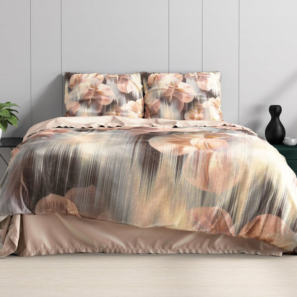 100% Cotton Sateen Duvet Cover Set Dreamy | Sand | Single - 140cm (W) x 220cm (L) - The Bedding & Blankets Store
