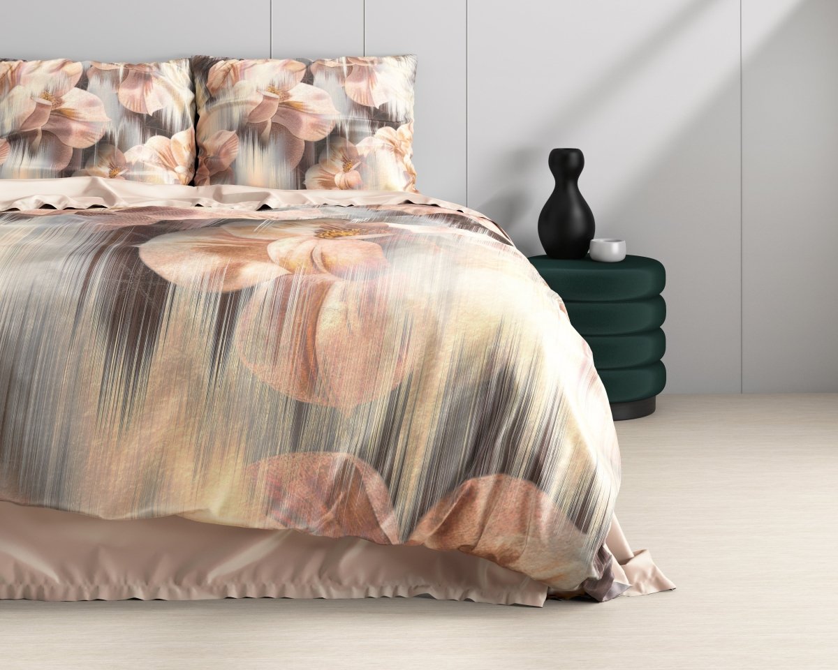 100% Cotton Sateen Duvet Cover Set Dreamy | Sand | Single - 140cm (W) x 220cm (L) - The Bedding & Blankets Store