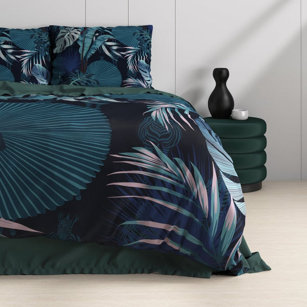 100% Cotton Sateen Duvet Cover Set Edvard | Blue | Single - 140cm (W) x 220cm (L) - The Bedding & Blankets Store