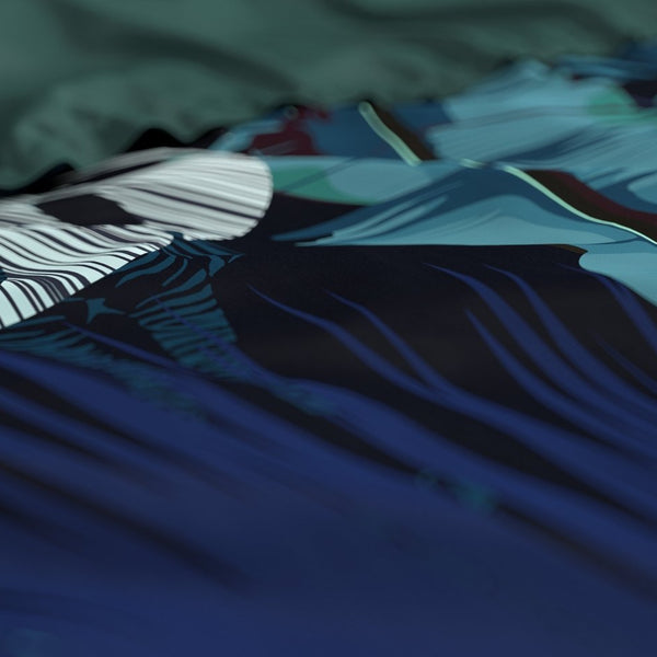 100% Cotton Sateen Duvet Cover Set Edvard | Blue | Single - 140cm (W) x 220cm (L) - The Bedding & Blankets Store