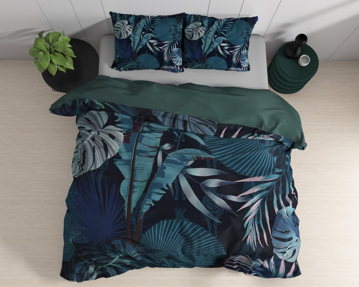 100% Cotton Sateen Duvet Cover Set Edvard | Blue | Single - 140cm (W) x 220cm (L) - The Bedding & Blankets Store