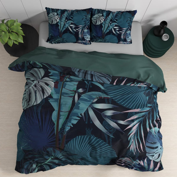 100% Cotton Sateen Duvet Cover Set Edvard | Blue | Single - 140cm (W) x 220cm (L) - The Bedding & Blankets Store
