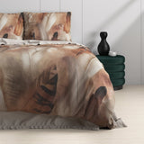100% Cotton Sateen Duvet Cover Set Feathura | Taupe | Single - 140cm (W) x 220cm (L) - The Bedding & Blankets Store