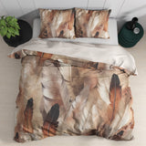 100% Cotton Sateen Duvet Cover Set Feathura | Taupe | Single - 140cm (W) x 220cm (L) - The Bedding & Blankets Store