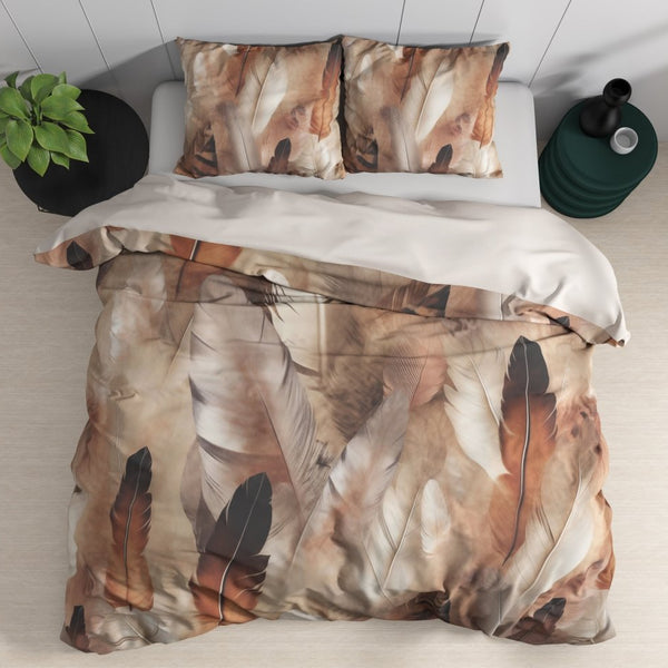 100% Cotton Sateen Duvet Cover Set Feathura | Taupe | Single - 140cm (W) x 220cm (L) - The Bedding & Blankets Store