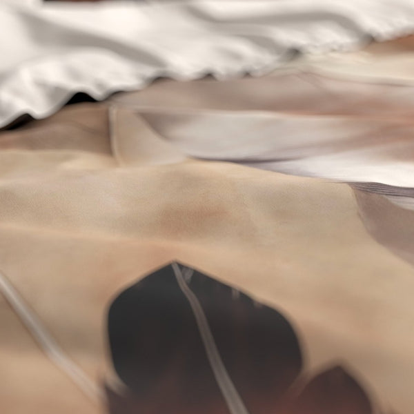 100% Cotton Sateen Duvet Cover Set Feathura | Taupe | Single - 140cm (W) x 220cm (L) - The Bedding & Blankets Store