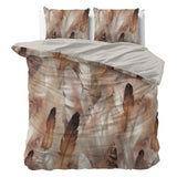 100% Cotton Sateen Duvet Cover Set Feathura | Taupe | Single - 140cm (W) x 220cm (L) - The Bedding & Blankets Store