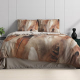 100% Cotton Sateen Duvet Cover Set Feathura | Taupe | Single - 140cm (W) x 220cm (L) - The Bedding & Blankets Store