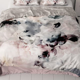 100% Cotton Sateen Duvet Cover Set Floral | Grey | Single - 140cm (W) x 220cm (L) - The Bedding & Blankets Store