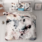 100% Cotton Sateen Duvet Cover Set Floral | Grey | Single - 140cm (W) x 220cm (L) - The Bedding & Blankets Store