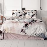 100% Cotton Sateen Duvet Cover Set Floral | Grey | Single - 140cm (W) x 220cm (L) - The Bedding & Blankets Store