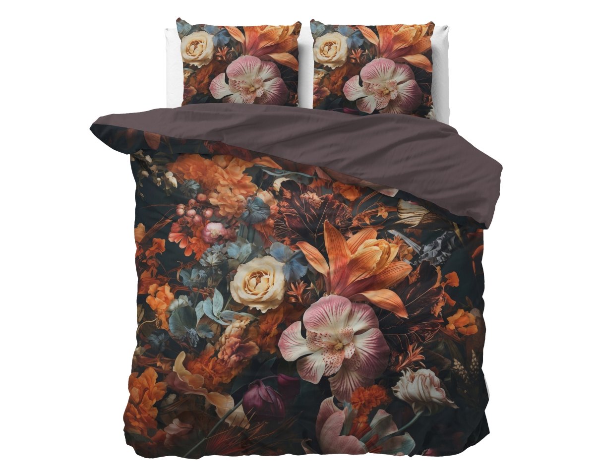 100% Cotton Sateen Duvet Cover Set Flower Artistic | Multicolour | Single - 140cm (W) x 220cm (L) - The Bedding & Blankets Store