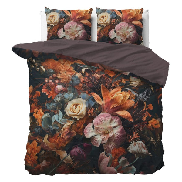 100% Cotton Sateen Duvet Cover Set Flower Artistic | Multicolour | Single - 140cm (W) x 220cm (L) - The Bedding & Blankets Store