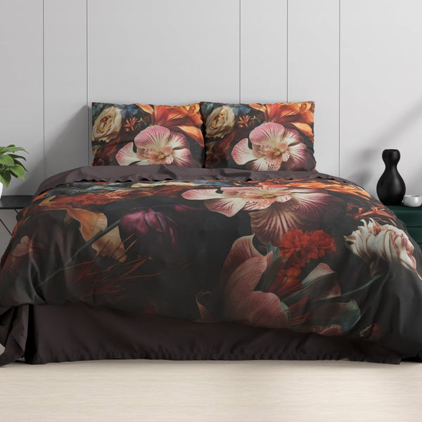 100% Cotton Sateen Duvet Cover Set Flower Artistic | Multicolour | Single - 140cm (W) x 220cm (L) - The Bedding & Blankets Store