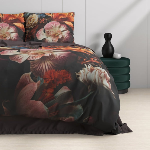 100% Cotton Sateen Duvet Cover Set Flower Artistic | Multicolour | Single - 140cm (W) x 220cm (L) - The Bedding & Blankets Store