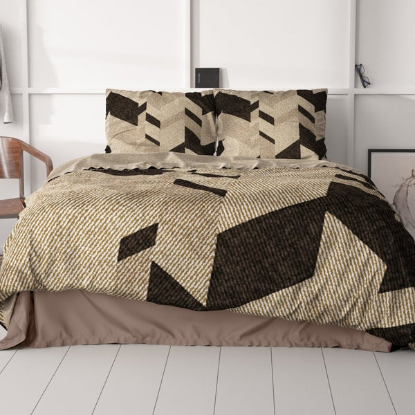 100% Cotton Sateen Duvet Cover Set Gaby | Taupe | Single - 140cm (W) x 220cm (L) - The Bedding & Blankets Store