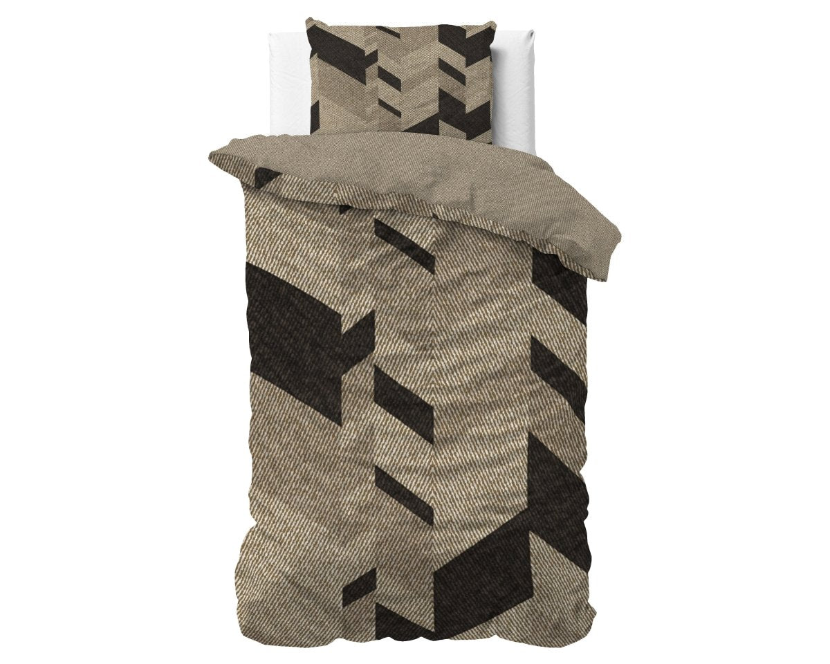 100% Cotton Sateen Duvet Cover Set Gaby | Taupe | Single - 140cm (W) x 220cm (L) - The Bedding & Blankets Store