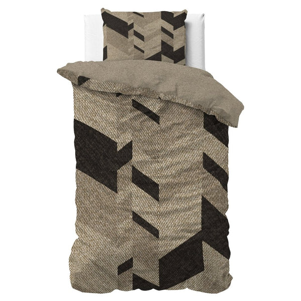 100% Cotton Sateen Duvet Cover Set Gaby | Taupe | Single - 140cm (W) x 220cm (L) - The Bedding & Blankets Store