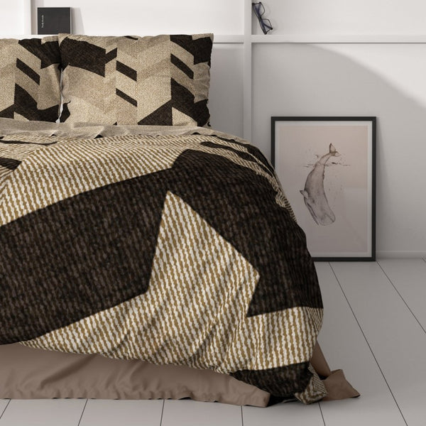 100% Cotton Sateen Duvet Cover Set Gaby | Taupe | Single - 140cm (W) x 220cm (L) - The Bedding & Blankets Store