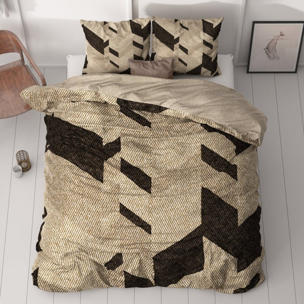 100% Cotton Sateen Duvet Cover Set Gaby | Taupe | Single - 140cm (W) x 220cm (L) - The Bedding & Blankets Store