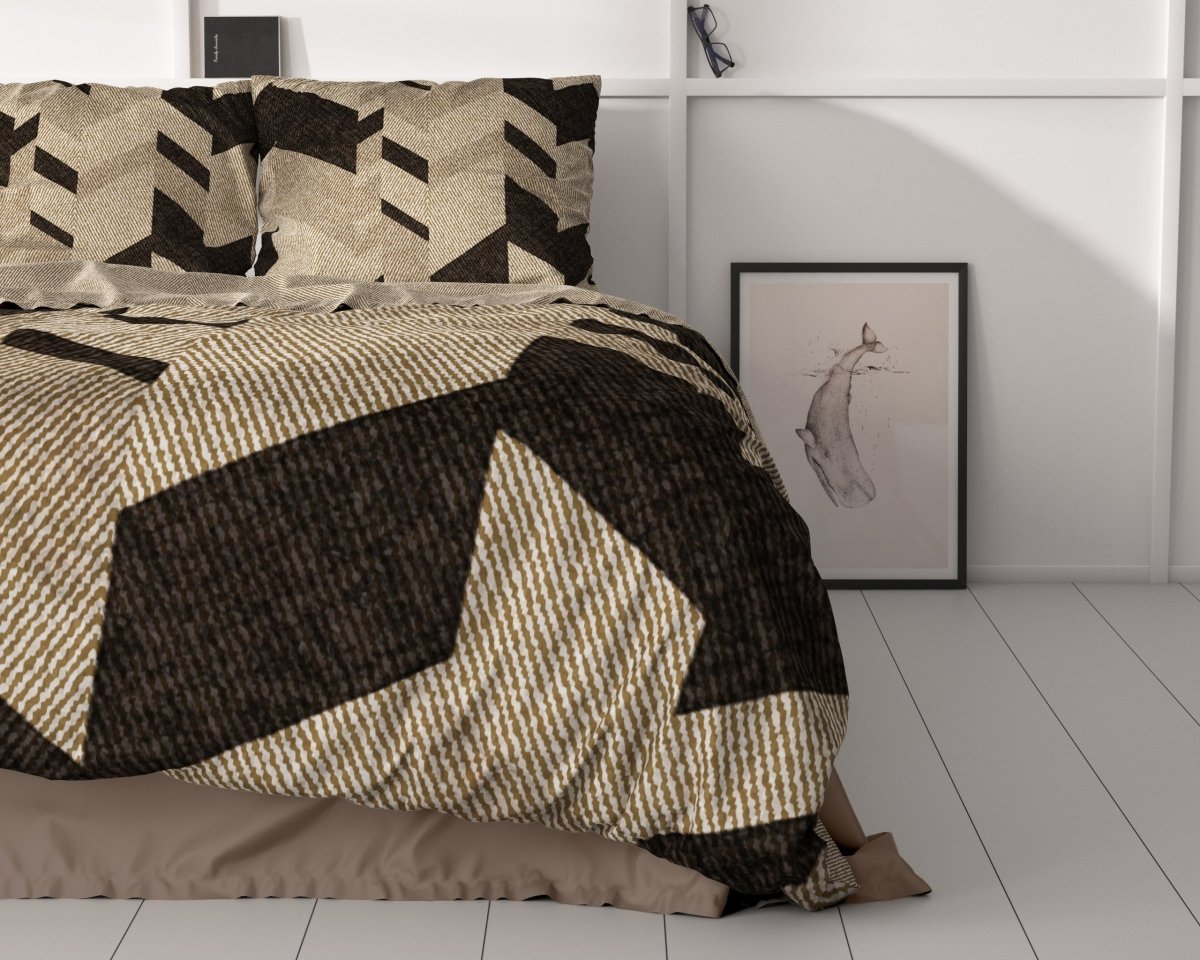 100% Cotton Sateen Duvet Cover Set Gaby | Taupe | Single - 140cm (W) x 220cm (L) - The Bedding & Blankets Store