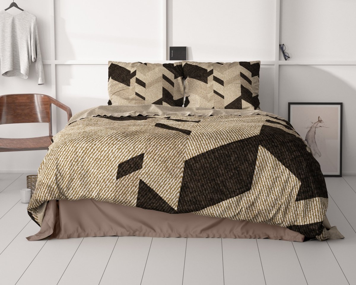 100% Cotton Sateen Duvet Cover Set Gaby | Taupe | Single - 140cm (W) x 220cm (L) - The Bedding & Blankets Store