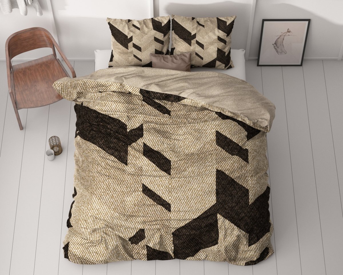 100% Cotton Sateen Duvet Cover Set Gaby | Taupe | Single - 140cm (W) x 220cm (L) - The Bedding & Blankets Store