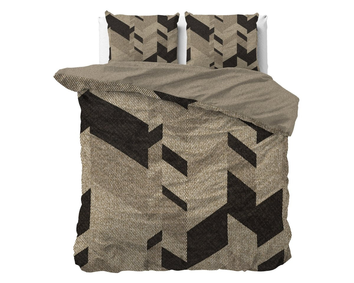 100% Cotton Sateen Duvet Cover Set Gaby | Taupe | Single - 140cm (W) x 220cm (L) - The Bedding & Blankets Store