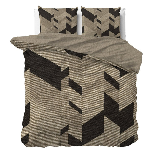 100% Cotton Sateen Duvet Cover Set Gaby | Taupe | Single - 140cm (W) x 220cm (L) - The Bedding & Blankets Store