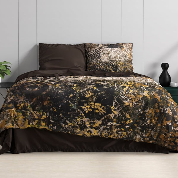 100% Cotton Sateen Duvet Cover Set Granite | Black | Double - 200cm (W) x 220cm (L) - The Bedding & Blankets Store