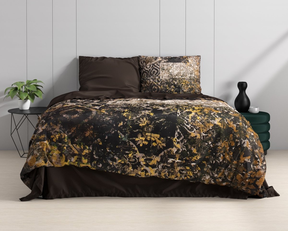 100% Cotton Sateen Duvet Cover Set Granite | Black | Double - 200cm (W) x 220cm (L) - The Bedding & Blankets Store
